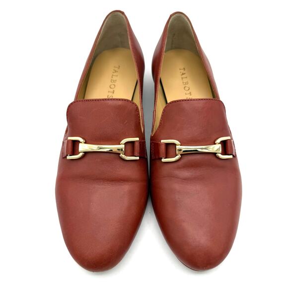 Talbots Women’s Cognac Leather Loafers 8.5M Horsebit Slip-On Flats AS IS - Picture 2 of 12
